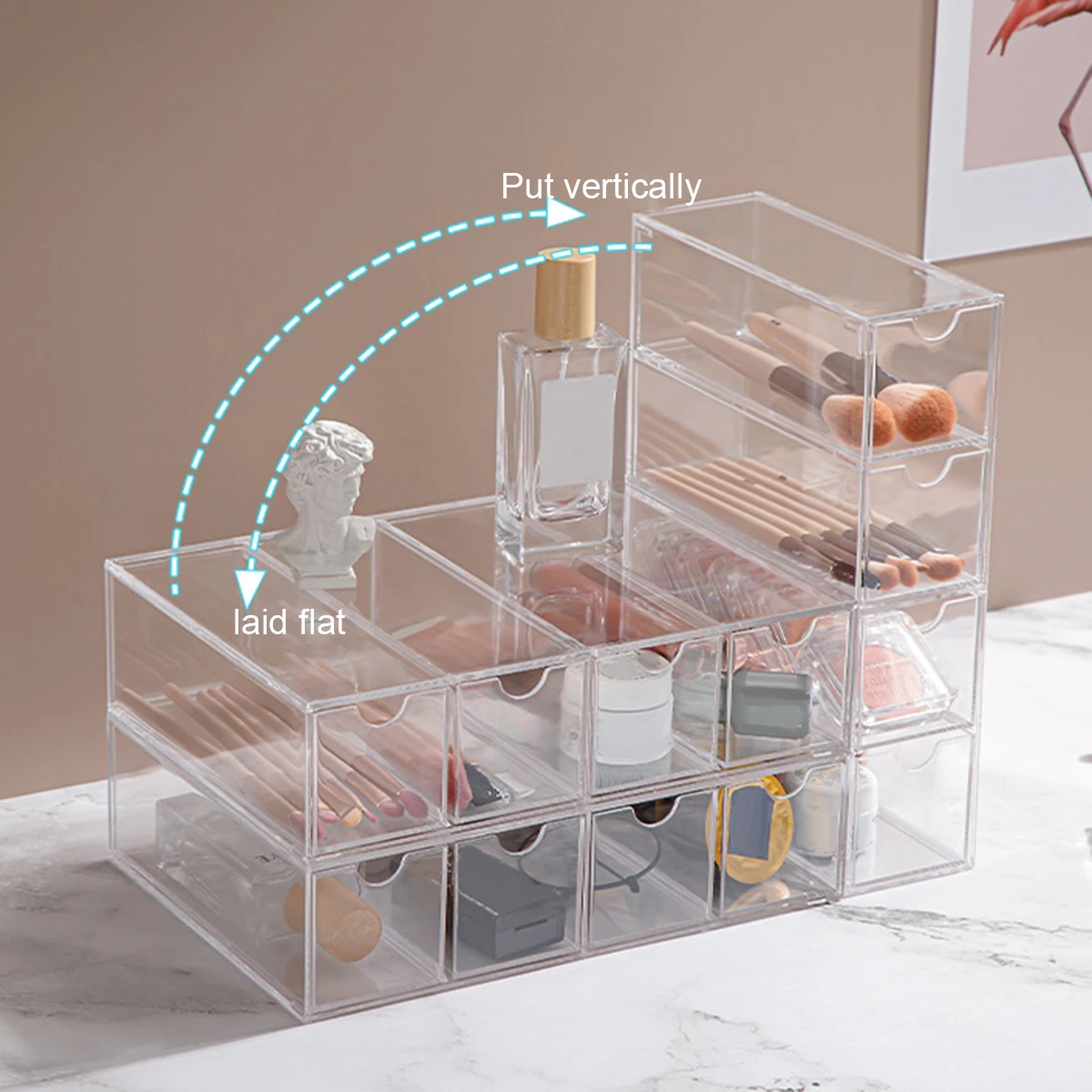 Acrylic glasses storage box transparent 4-layer storage box with 4 drawers for watches glasses and cosmetics