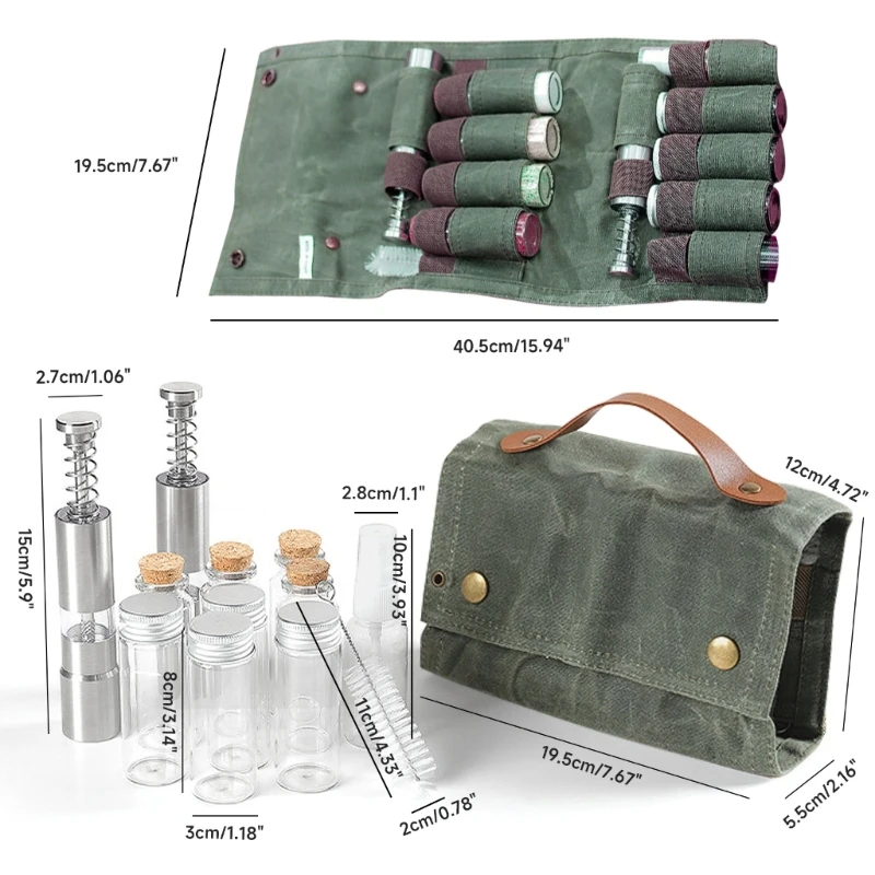 Camping Spices Organizers Set, Travel Spices Container Bag with Seasoning Bottle