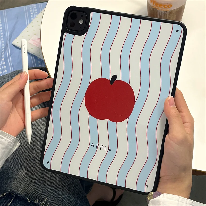 

Милый волнистый чехол для планшета с красным яблоком для iPad 2025 10/Air 5/4 10,9 дюймов Pro 11/13 дюймов 10,5 10,2 9,7 mini 7/6 Жесткие чехлы с задней крышкой
