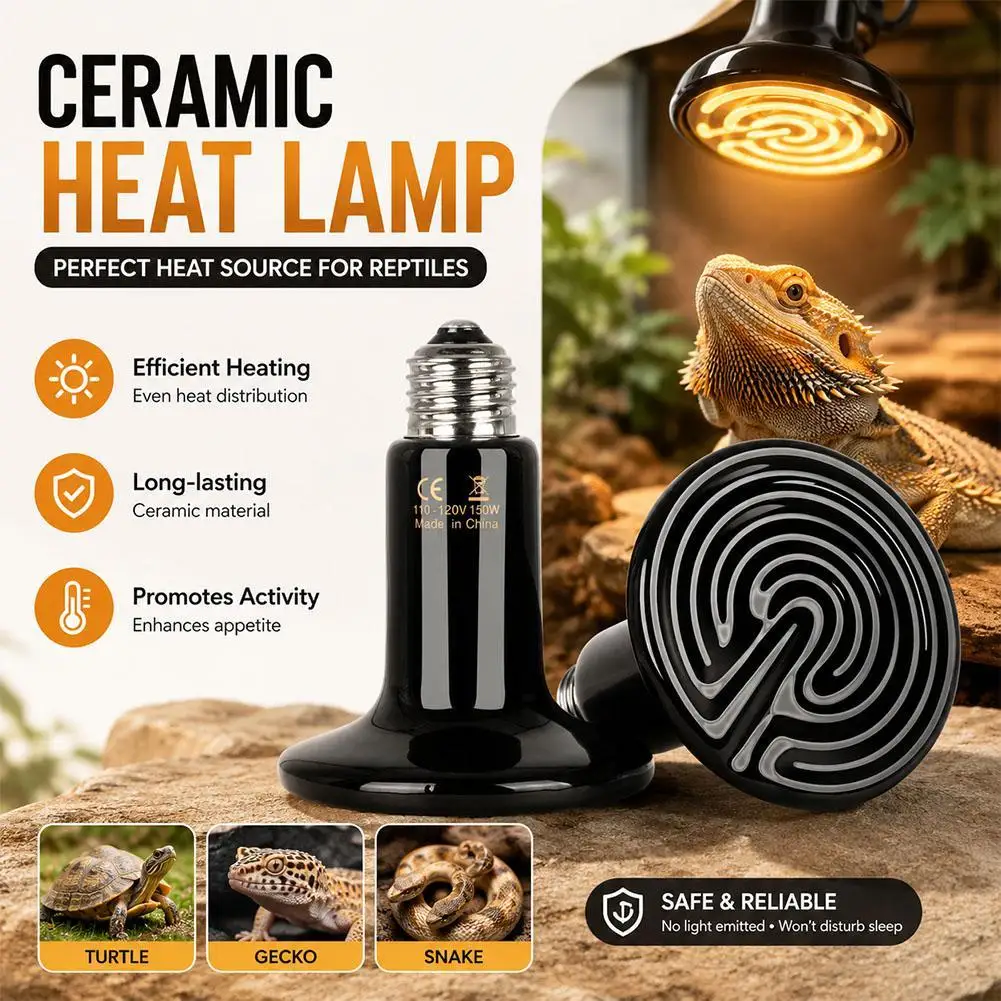 

150W Reptile Heat Lamp Night Heat Lamp Bulbs Reptile Terrarium Heat lamp Tank Heat Bulb for Turtle Bearded Dragon Gecko E27