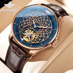 OUPINKE Luxury Brand Men's Watches Tourbillon Movement Automatic Mechanical Watch Waterproof Textured Dial Hollow Out Original