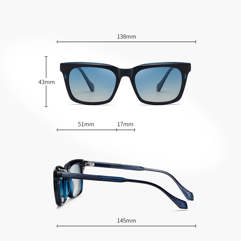 BLMUSA Fashion New Magnetic Sunglasses Men Myopia Square Frame Driving Sunglasses Prescription Customized Progressive Glasses