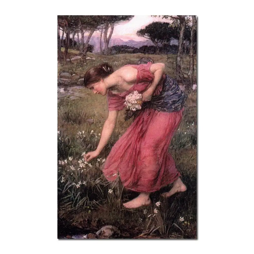 

Modern landscape painting Narcissus John William Waterhouse High quality Hand painted