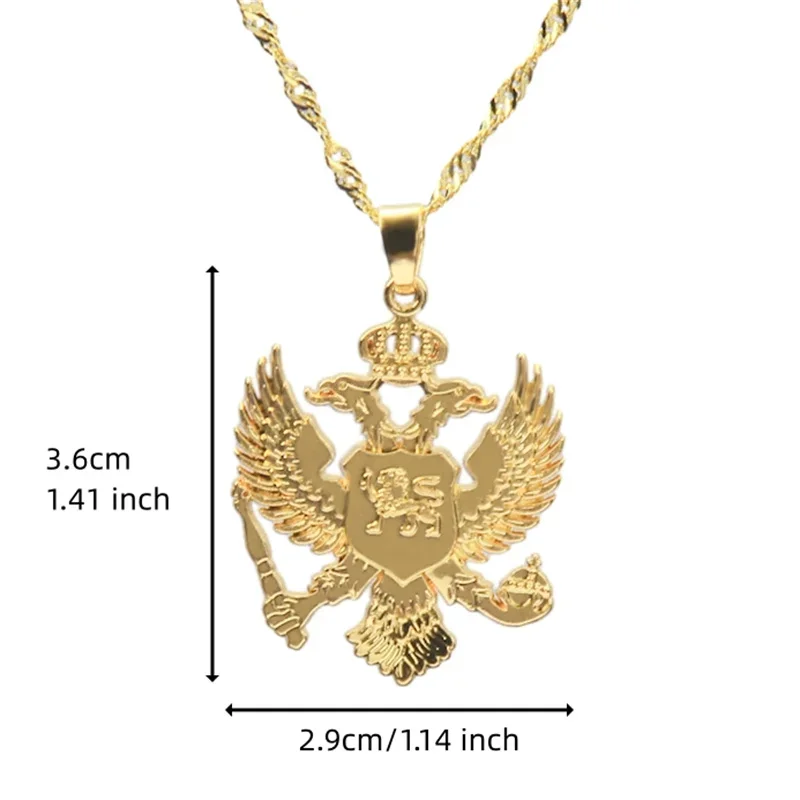 

Shamty Albania Chain For Men Women Eagle Pendant Necklaces Silver Color Gold Color Albanian Jewelry Ethnic Kosovo A10007