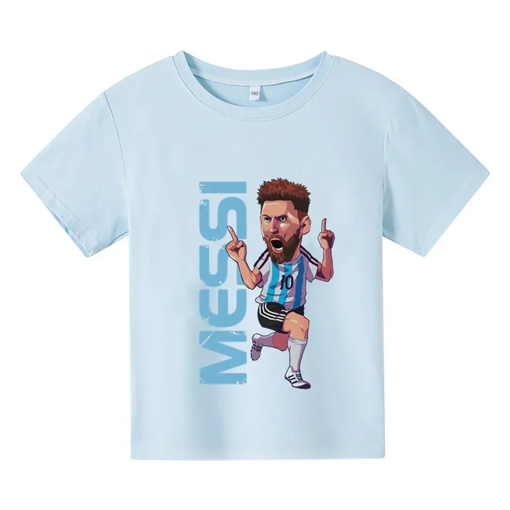 

Summer Children Cotton T-shirt Argentina Football Team Lioneler Messi Fashion Sports Top Kid Boy Girl Clothing Casual Baby Tee
