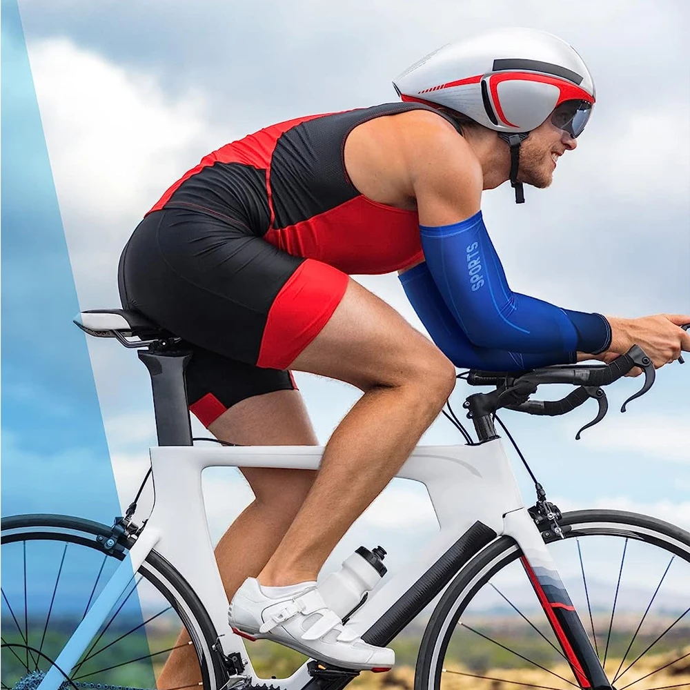 1 pair Cool Cycling Sleeve Sport Cooling Arm Sleeves Anti-sunburn Sunscreen Uv Sports Safety Fitness Body Building Entertainment