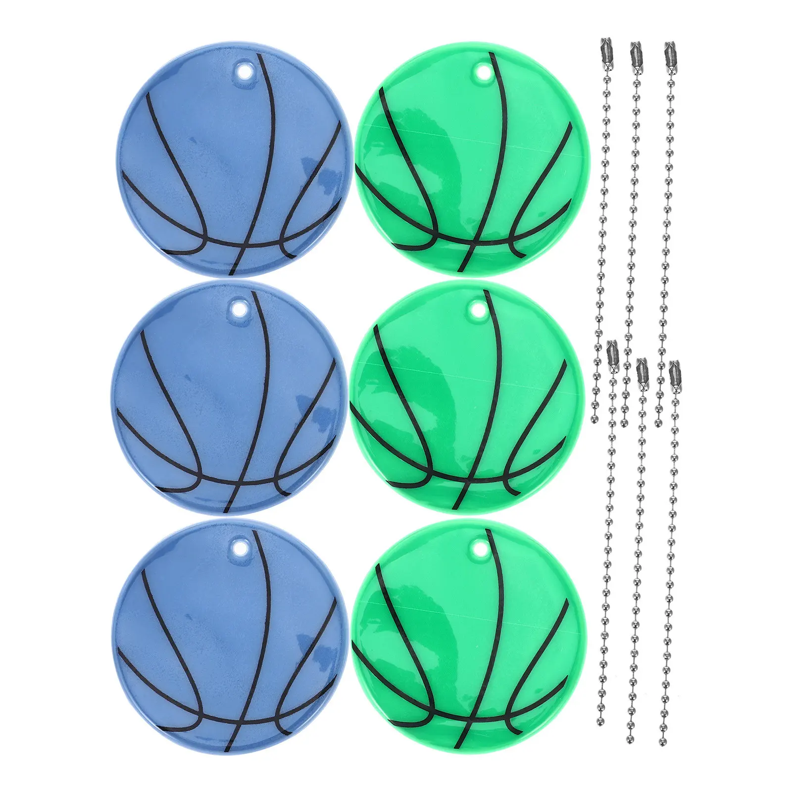 

6 шт. светоотражающих брелоков для баскетбольных мячей, высокояркие светящиеся подвески-отражатели для безопасного ночного использования, аксессуары для рюкзаков и велосипедов