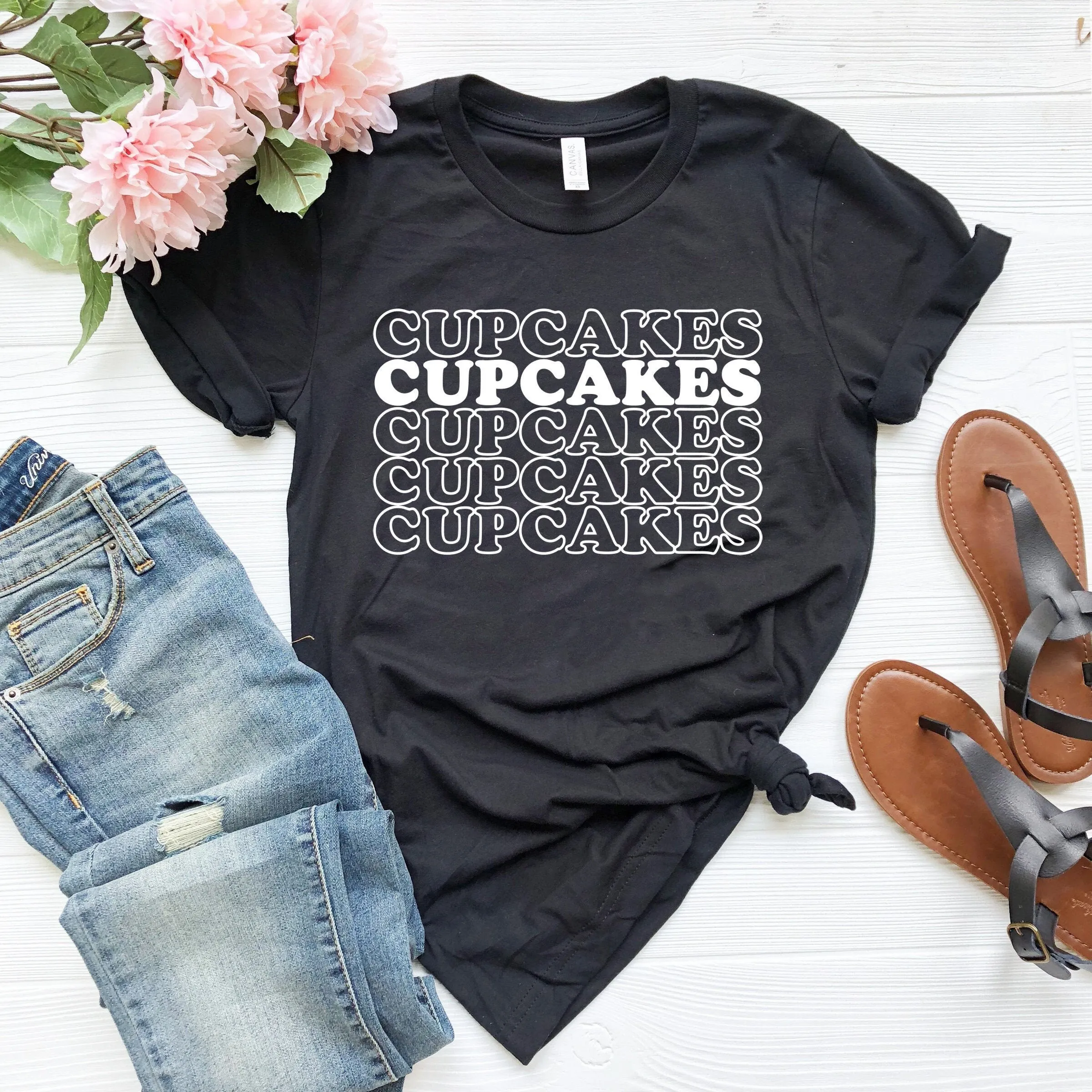 Cupcake word repeaT T Shirt cupcakes lover gift mom tee funny baker gifts to