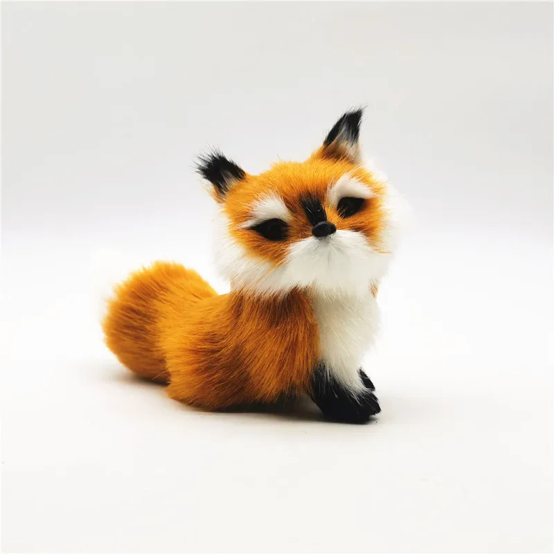 lovely real life  plastic&faux furs big head fox handicraft decoration toy gift about 13cm t2557