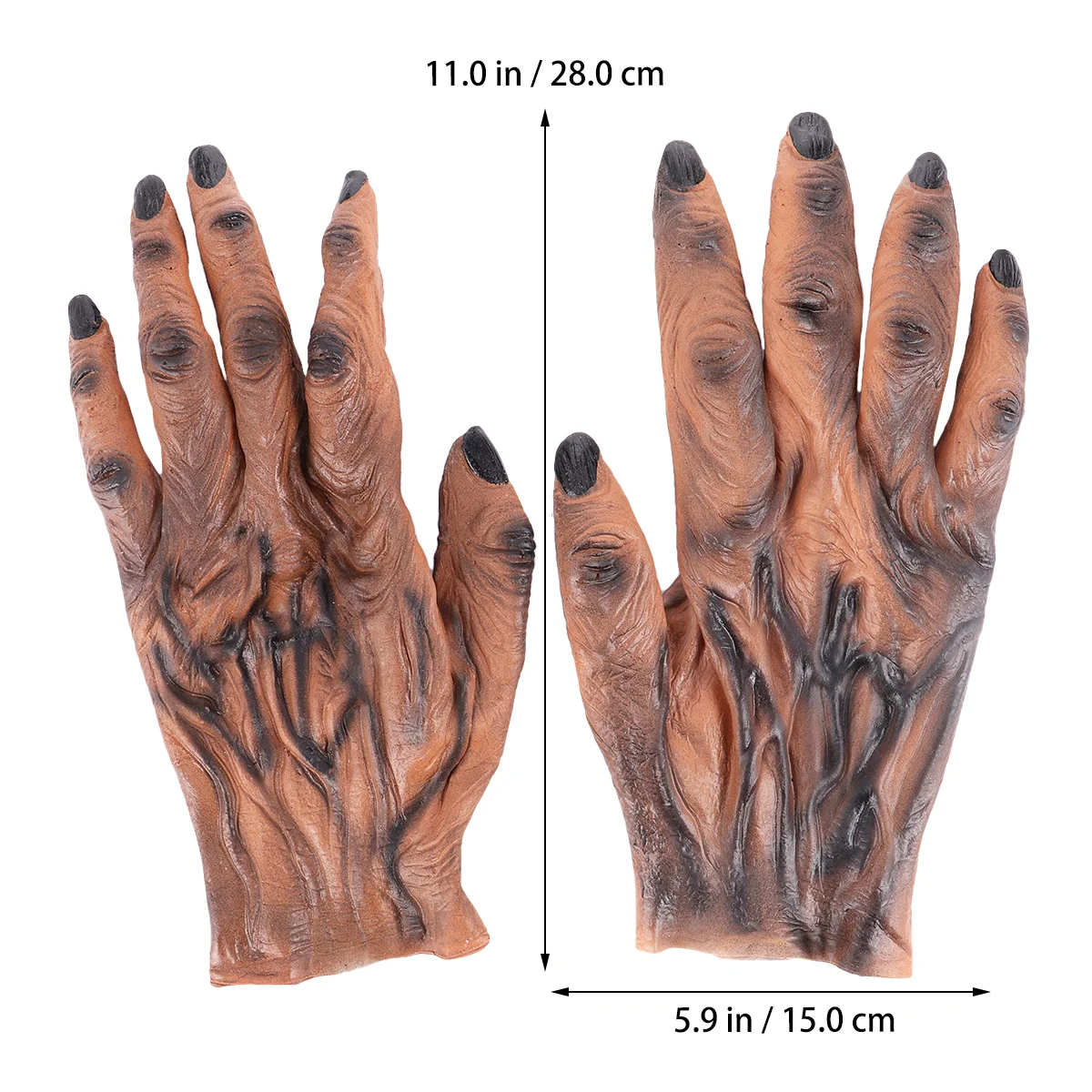 1 Pair Halloween Decoration Cosplay Werewolf Gloves Scary Costume Props (Brown) Halloween Gloves Halloween Scary Props