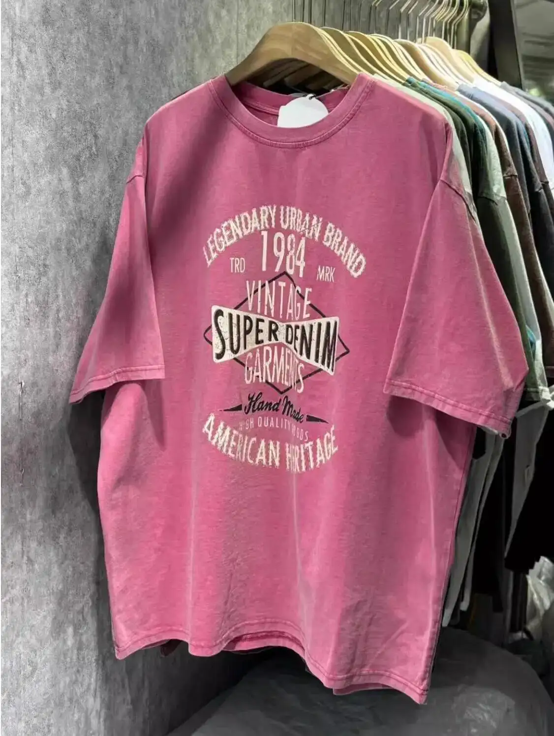 

Summer Oversize Wax Dyeing Distred ort Sve T-irt Women's Faion round Ne Polyester Fiber 00% Printed Letter Pat...
