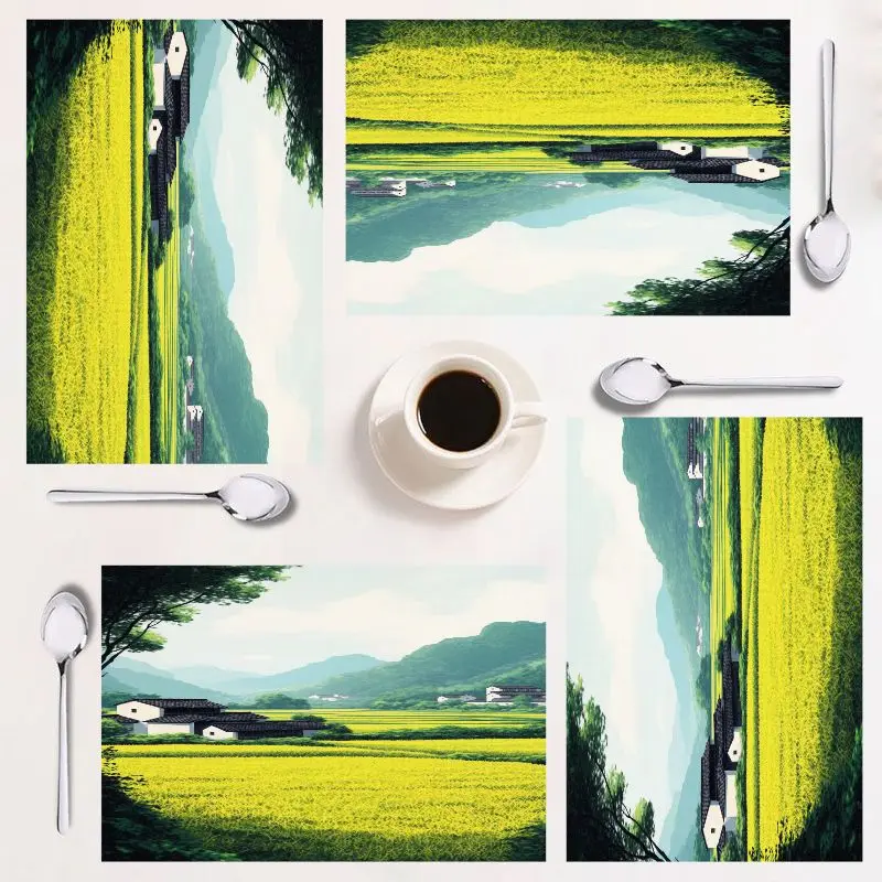 

Набор прямоугольных подставок из 4 предметов, стиль INS, легко чистится, 12×18 дюймов, идеально подходит для декора кухни и праздничных мероприятий.