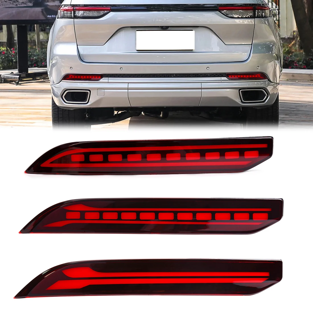 

Car Rear Bumper Reflector For Jeep Grand Cherokee 2021 2022 2023 2024 Sequential Turn Signa Light Driving Brake Warnning Lamp