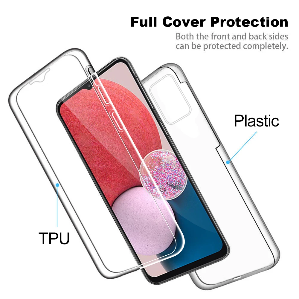 360 Transparent Cover for Samsung Galaxy A13 A53 A73 A33 A23 A32 A52 A72 A42 A12 A03S A02S M52 M31S Soft TPU Double Side Cover