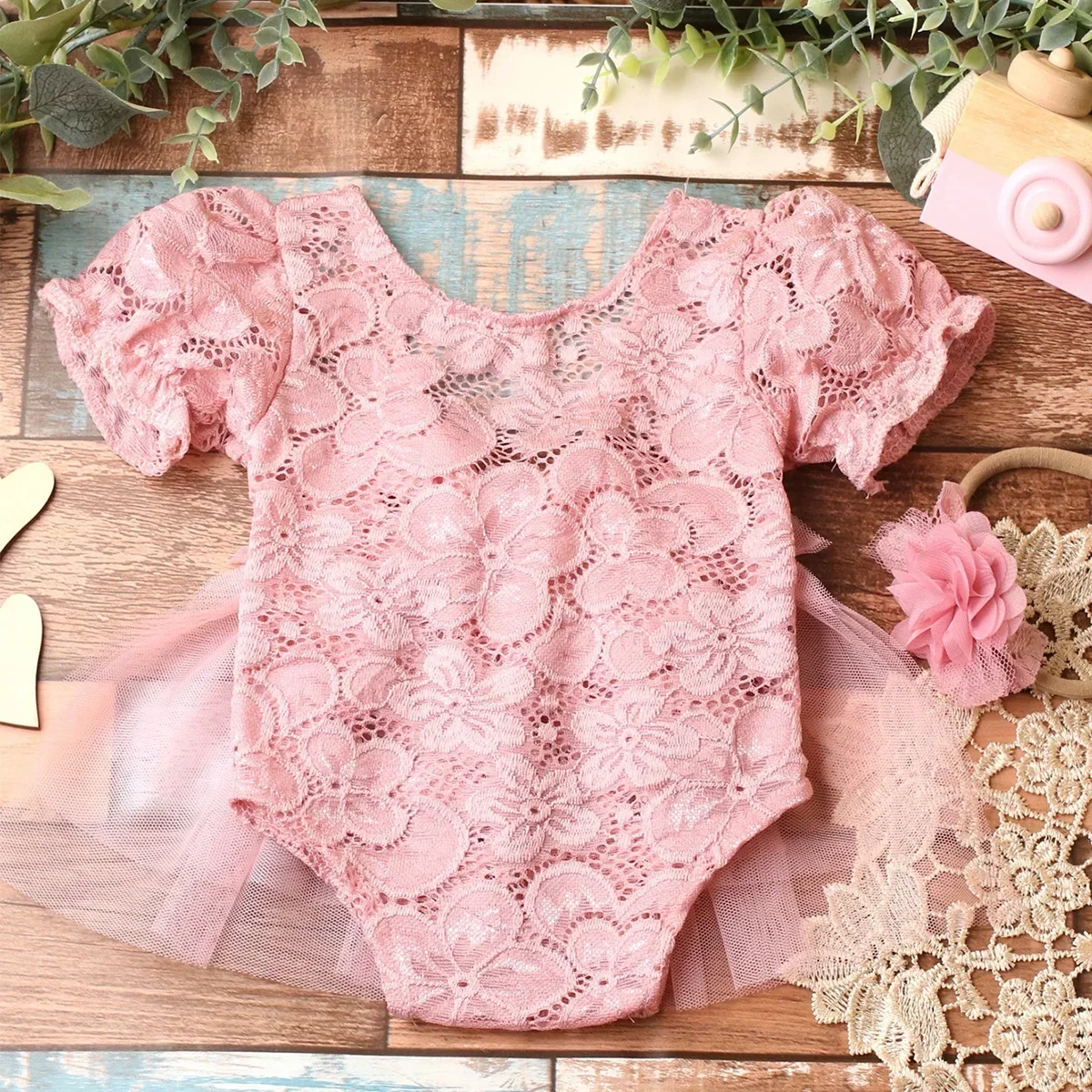 ️Pakaian Fotografi Bayi Baru Lahir Ikat Kepala + Gaun 2 Buah/Set Aksesori Alat Peraga Foto Bayi Studio Pakaian Pakaian Pemotretan