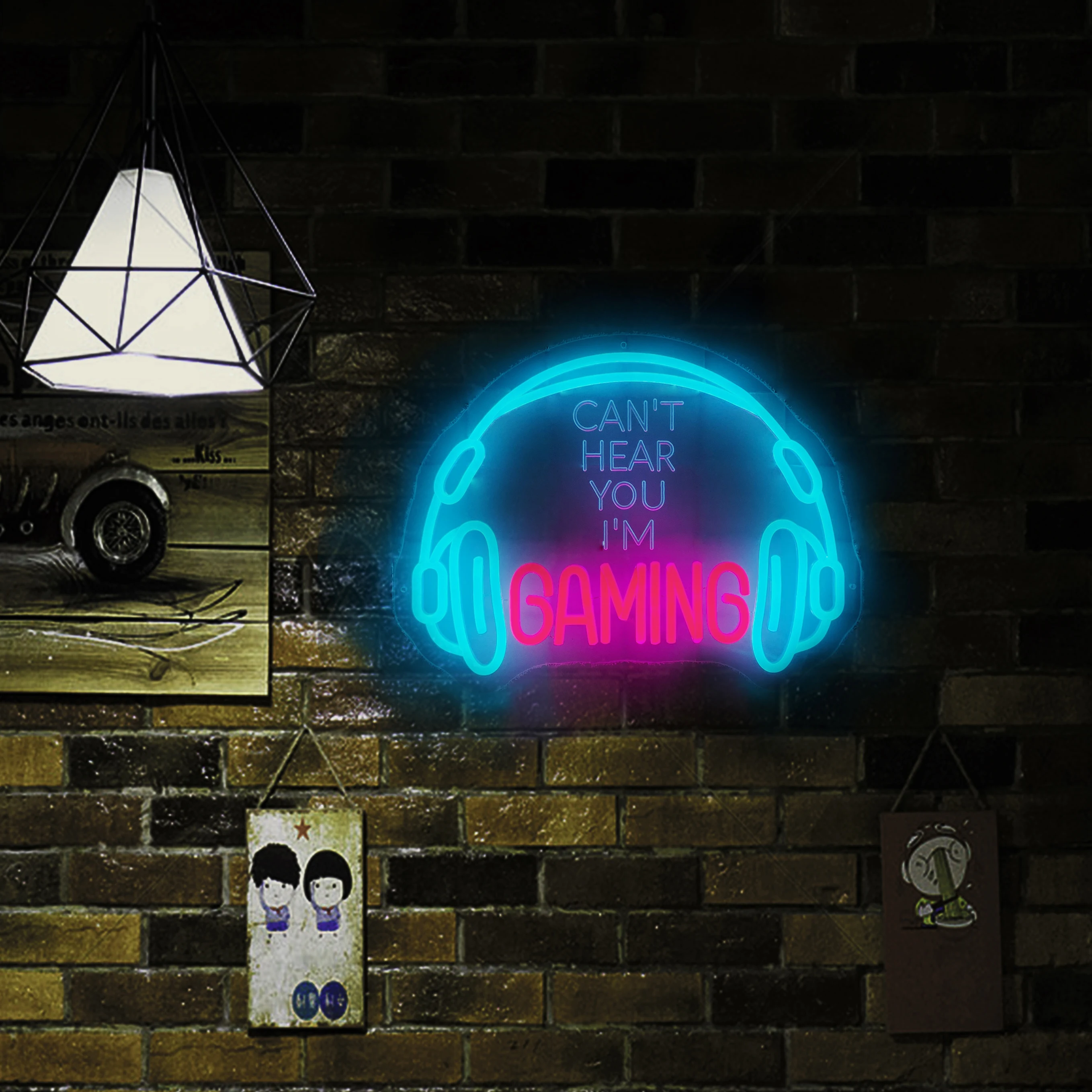Headphone Neon Sign Dimmable Akrilik Headphone LED Neon Light Music Room Display Neon Lamp Wall Decor