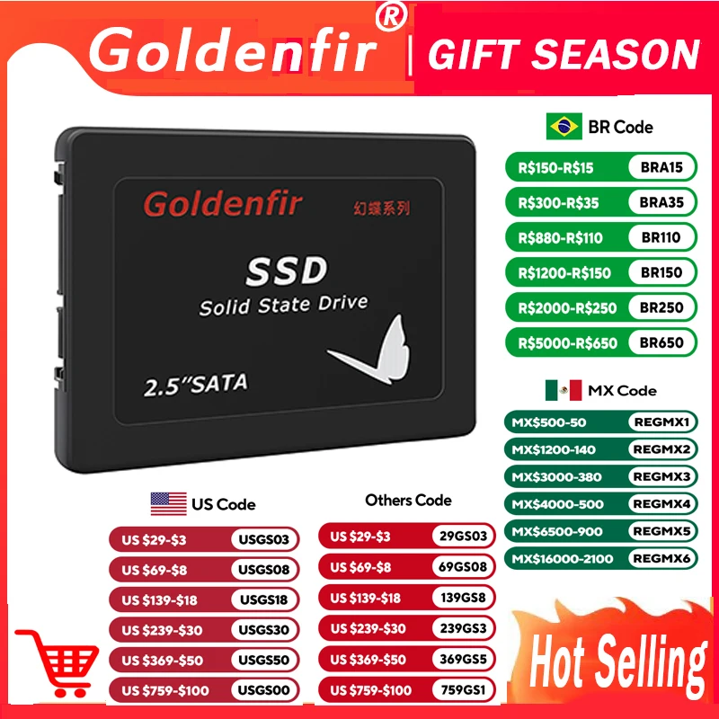 Goldenfir – disque dur SSD, sata 3, avec capacité de 128 go, 512 go, 480 go, 256 go, 500 go, 1 to, pour ordinateur portable, 2.5