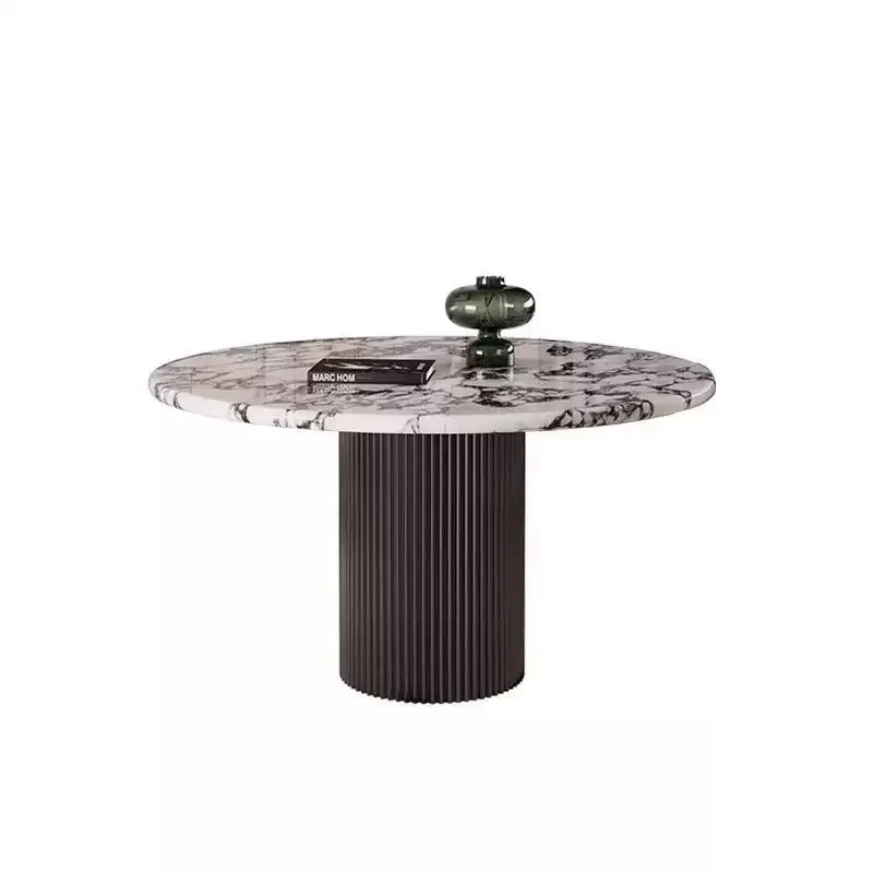 طاولة طعام رخامية بحزام الرياح الكريمي وطاولة طعام وطاولة طعام بلاطة صخرية متقدمة بيضاوية الشكل وشقة صغيرة لتناول الطعام المنزلية #5