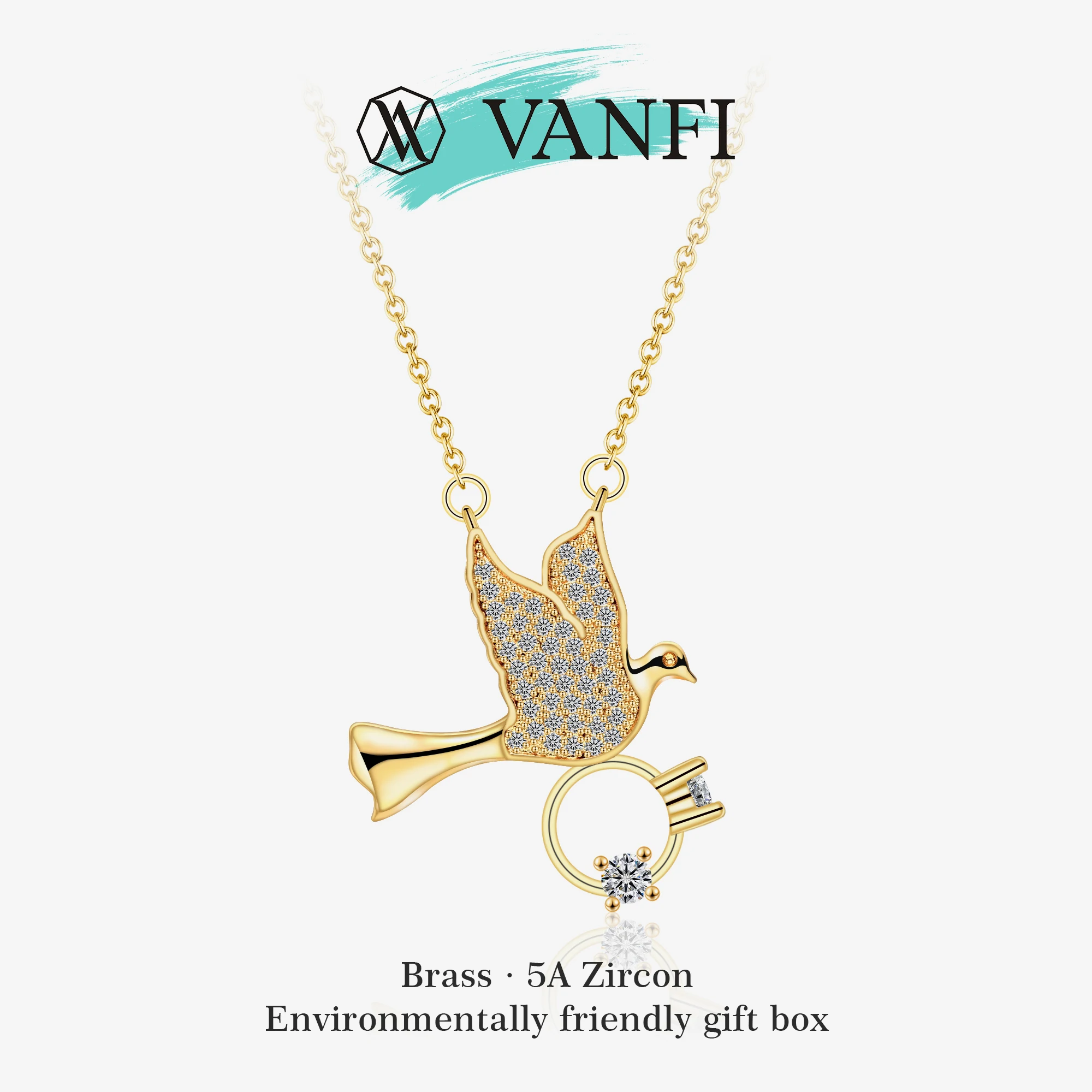 

Kfvanfi Bird Design Statement Necklace for Women Hypoallergenic 18K Gold Plated with 5A Zirconia Luxury Banquet Jewelry Gift