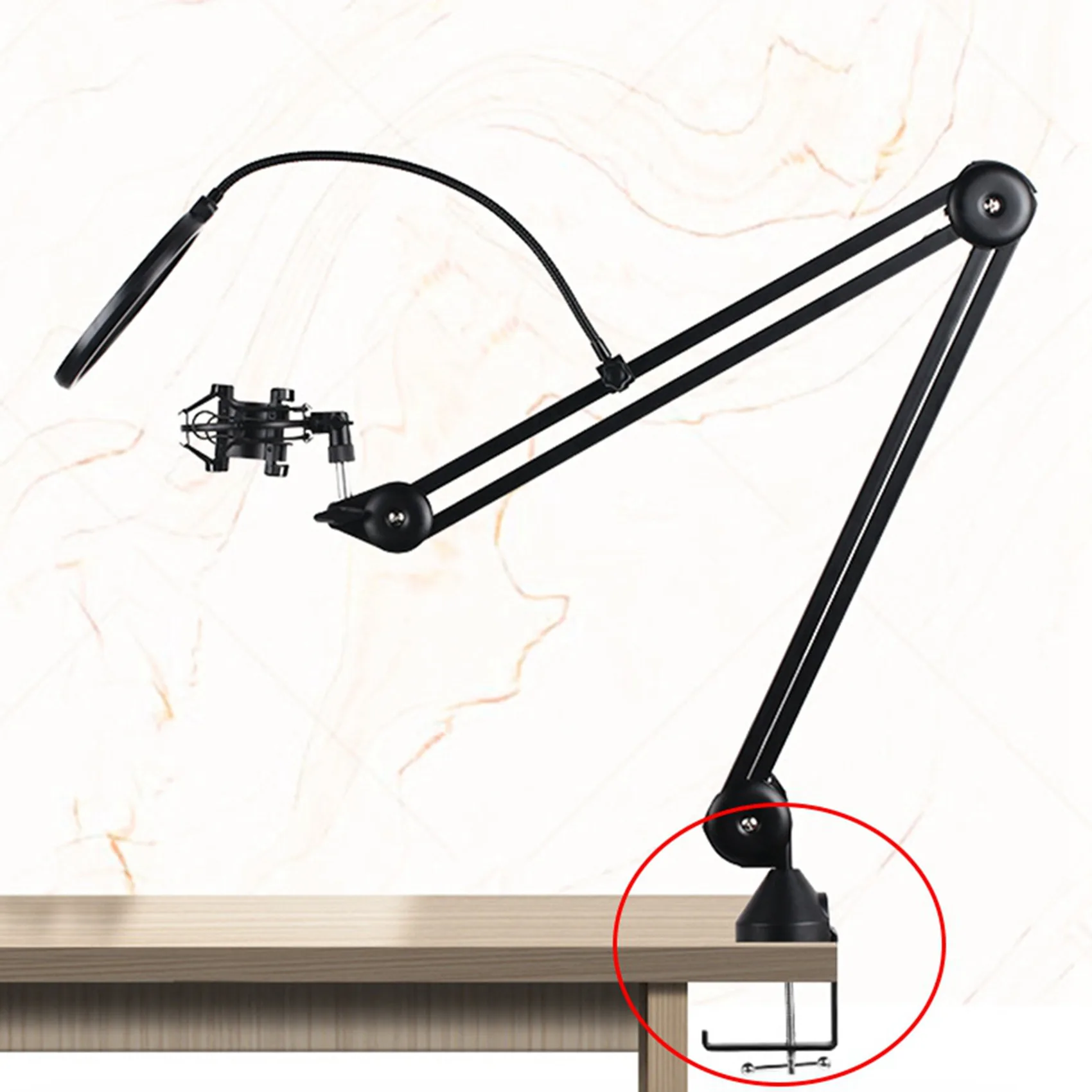 2X Metal Table Mounting Clamp Cantilever Bracket Clamp For Microphone Suspension Boom Scissor Stand Holder