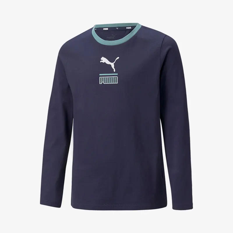 سترة رياضية بقلنسوة رياضية أصلية جديدة للأطفال من Puma برقبة دائرية 848076-06