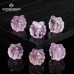 1 Pc Natural Amethyst Carved Cartoon Nine-Tailed Fox Shape Bead For Jewelry Making Diy Necklace Bracelet Pendant Accessory