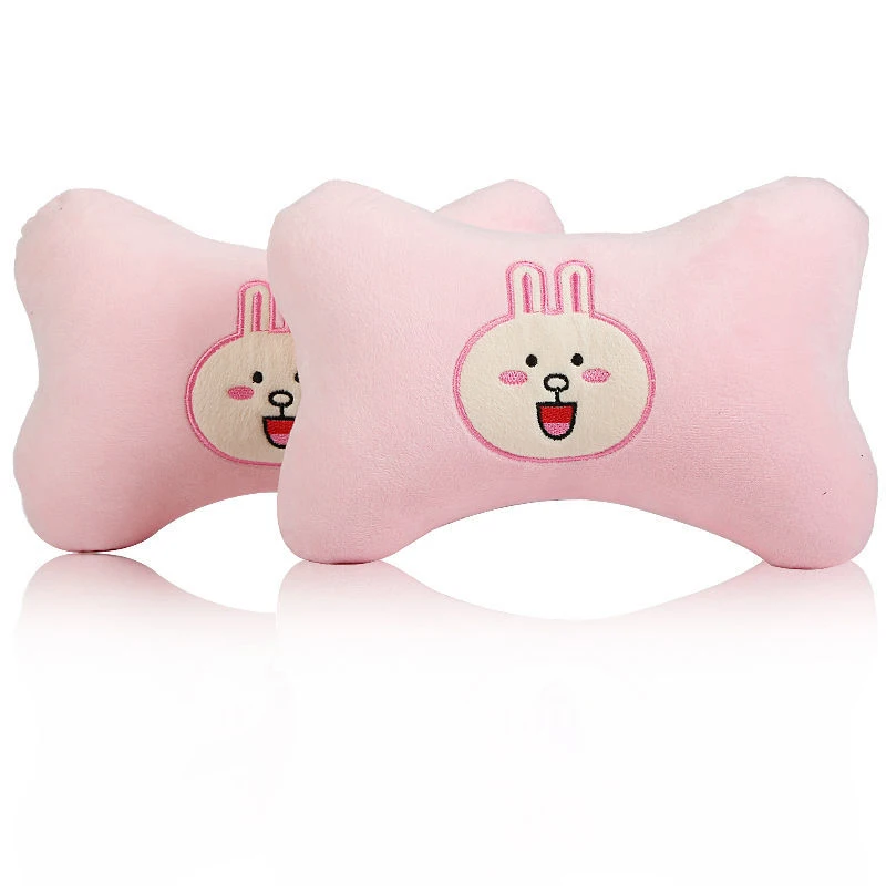 Cute Car Pillow Universal Cartoon Car Headrest Neck Pillow PP Cotton Soft Pad Women Girls Kids Car Accessories 2pcs/Set 2022