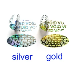 100pcs 2x1cm Silver or Gold Hologram Oval Security Seal tamper evident Safety Label VOID Left If Removed Anti-counterfeit Stamp