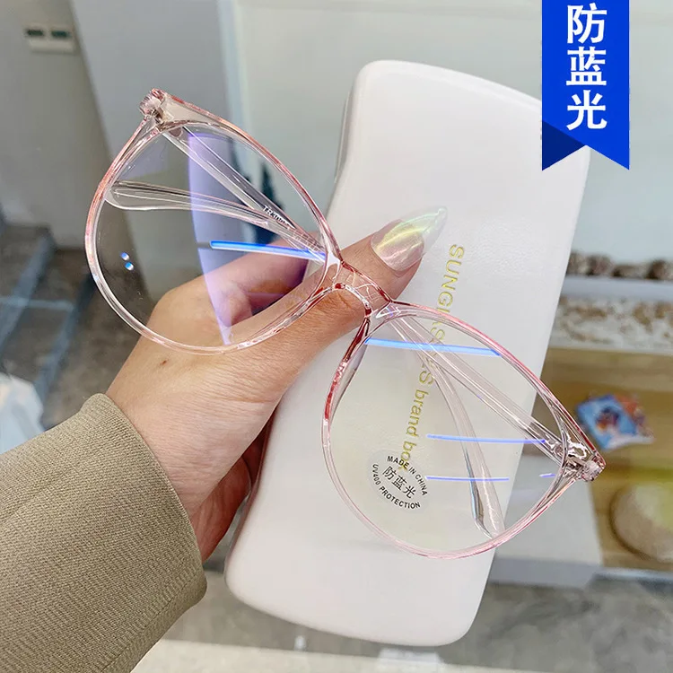 Transparent Computer Glasses Frame Women Men Anti Blue Light Round Glasses Blackout Glasses Optical Glasses Lenses