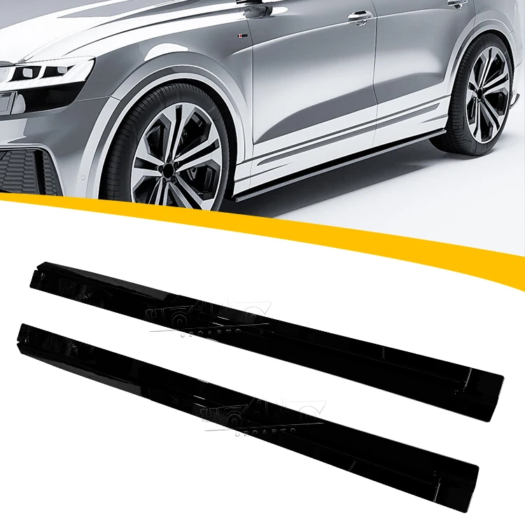 Factory Auto Refit Parts Plastic Carbon Fiber Look 4 PCS Side Skirt Rocker Side Bottom Line Extension for Q8 S-line 2018+
