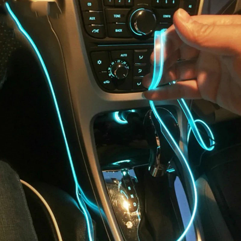 

5m Car Interior Accessories Atmosphere Lamp EL Cold Light Line With USB DIY Decorative Dashboard Console Auto LED Ambient Lights