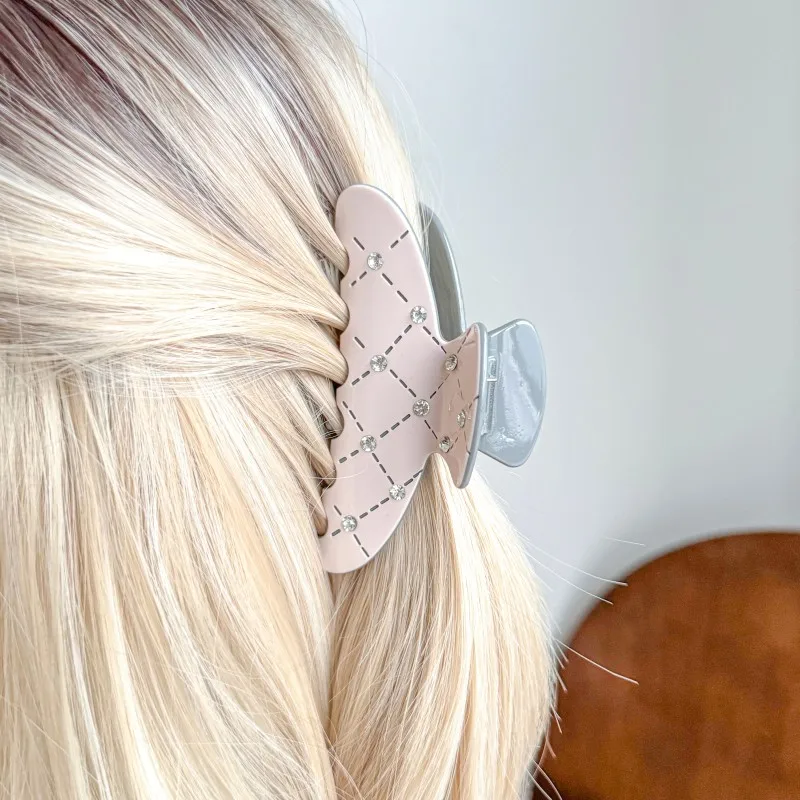 

Striped & Solid Color Hollow-Out Puppy Claw Clips - Acetate Shark Hair Claws for Back-Of-Head Updos, Fashion Hair Accessories