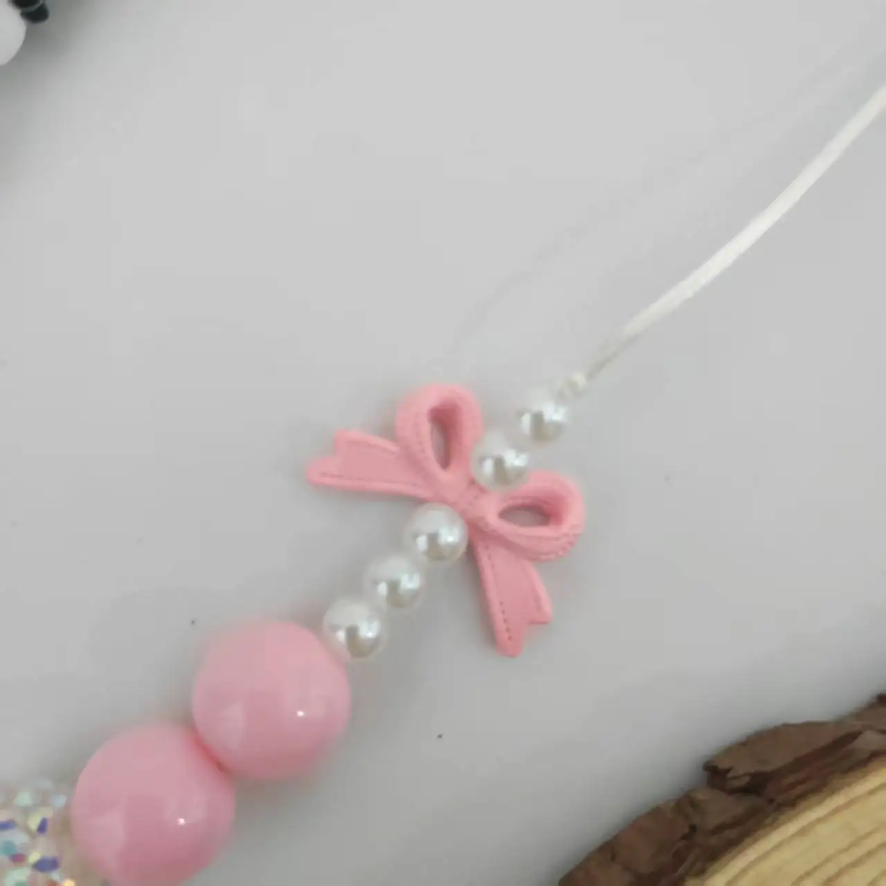 3D süße Schneemann Perlen mit rosa Schleife Halskette Baby Mädchen neue Mode lustige Weihnachten handgemachte Halskette