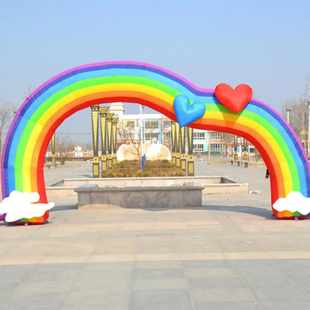 ตกแต่งงานปาร์ตี้ 10 M Inflatable Arch กิจกรรมที่มีสีสัน Supply นิทรรศการกลางแจ้ง Rainbow งานแต่งงานโฆษณาเครื่องมือ