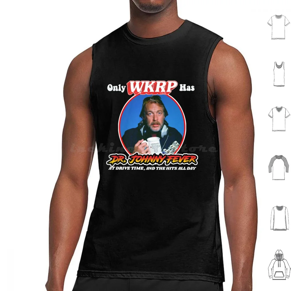 Sólo Wkrp en Cincinnati tiene Dr Johnny Fever camisetas sin mangas chaleco sin mangas Wkrp 70s 80s Cincinnati Disc Jockey Dj Dr Johnny Fever