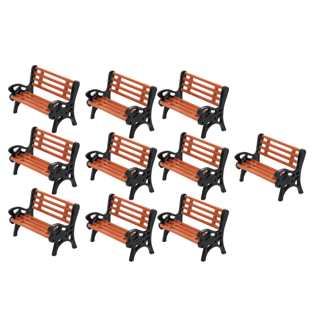 10Pcs Model Train HO N O Scale 1:150 Bench Chair Model Settee Street Park Layout Plastic Crafts,Garden/Railway Layout