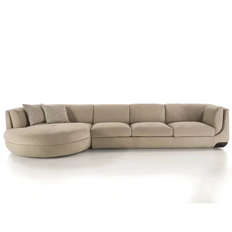 #Italian Luxury Leather Sectional Sofa Couch High-End Manufacturers' Modular L-Shape Tufted Features Hotels Villas Living Room