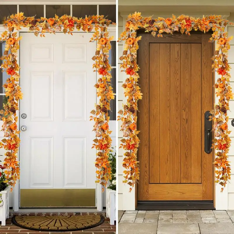 Fall Leaves Garland 183cm/6ft Hung Vines Garland Maple Leaves Thanksgiving Decorations Fall Wreath Halloween Wreath Autumn