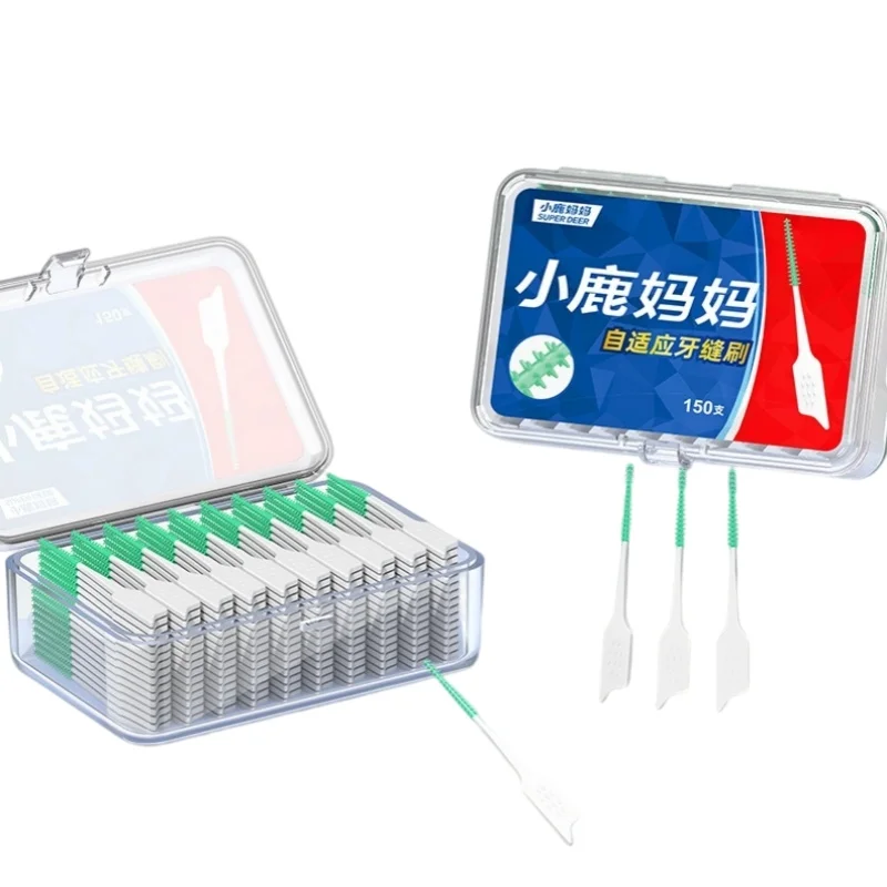 150 Pcs/Box Adaptive Interdental Brushes Super Soft Dental Floss Pick Cleaning Between Teeth Remove Plaque Oral Hygiene Tool