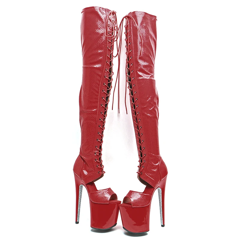 Leecabe  20CM/8inches snake PU upper Trendy fashion Pole dancing shoes platform High Heel  Pole Dance boots