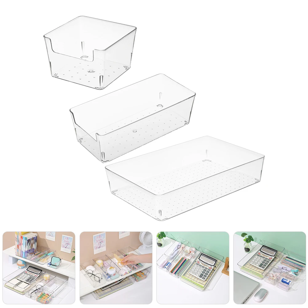 

3pcs Desktop Storage Organizer Multi-Use Pen Cosmetics Case Office Supplies Holder Household Sundries Box Remote Control Storage