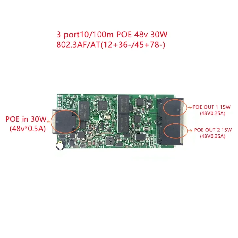 3port 10/100M 802.3at/af poe 48v poe extender