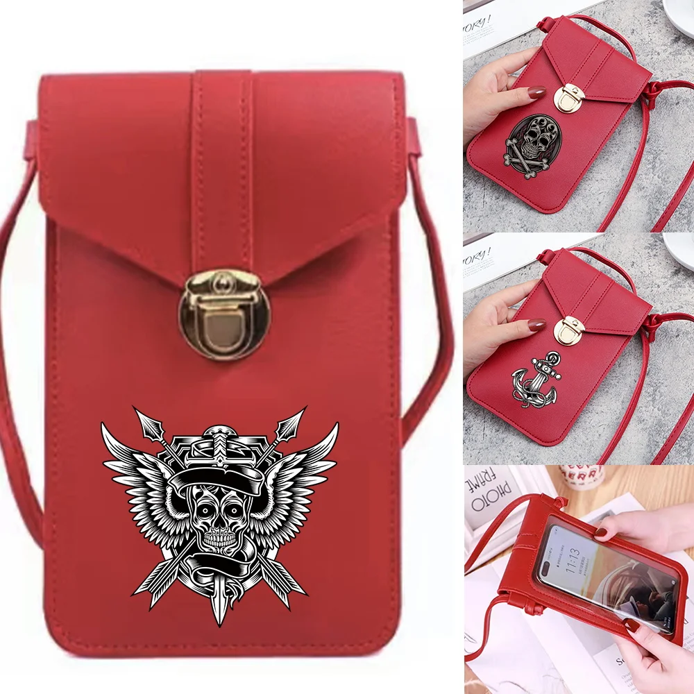 

Пакет для мобильного телефона с рисунком черепа, серия для печати, модная женская сумка для повседневного использования, портативная сумка для телефона на открытом воздухе