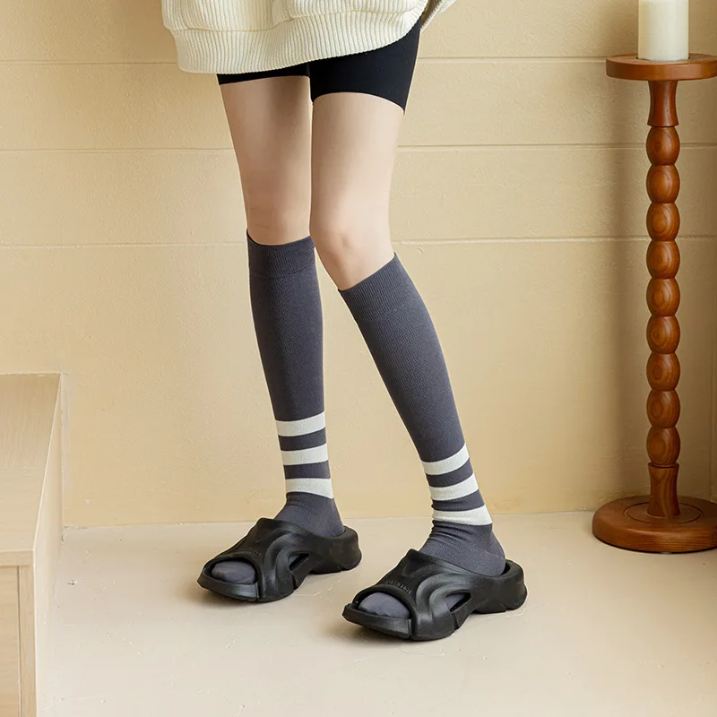 

Компрессионные носки, модные полосатые гольфы для женщин, модные носки для похудения с винтовой резьбой в Instagram