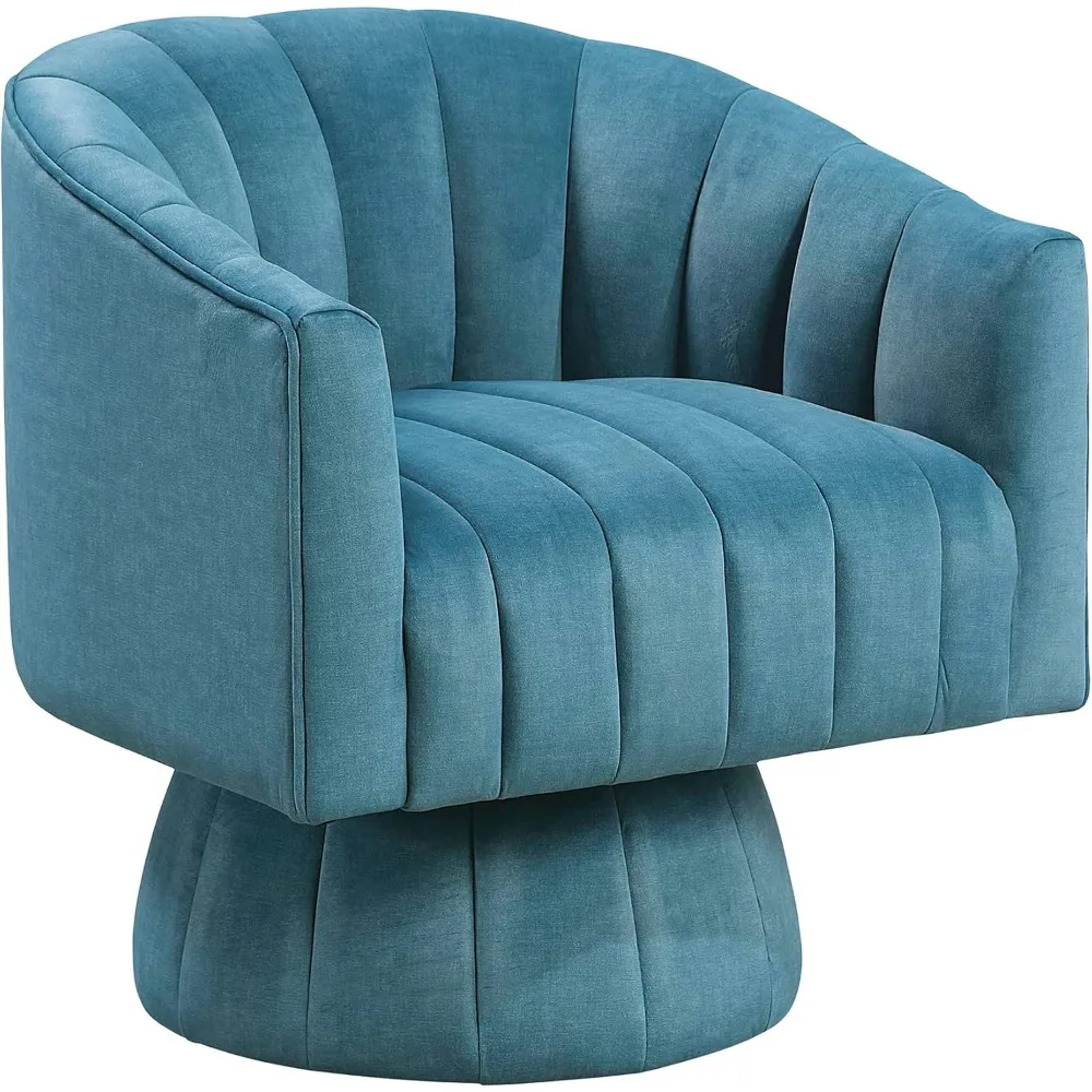 كرسي دوار حديث، كرسي صالة دوار منجد من القماش المخملي مع قاعدة مستديرة وخياطة قناة لـ Li #6