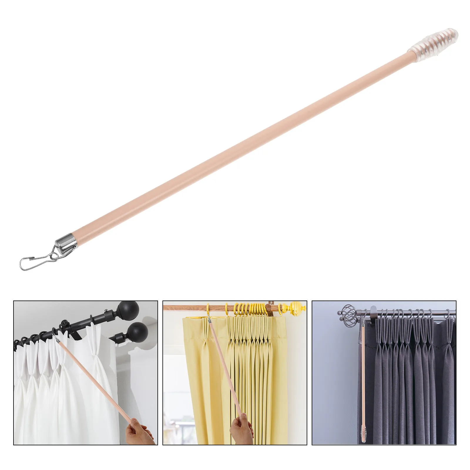Curtain Pull Rod Aluminium Alloy Sturdy Lightweight Drapery Wand Long Curtain Pull Wand for Easy Manual Sliding Venetian Blinds