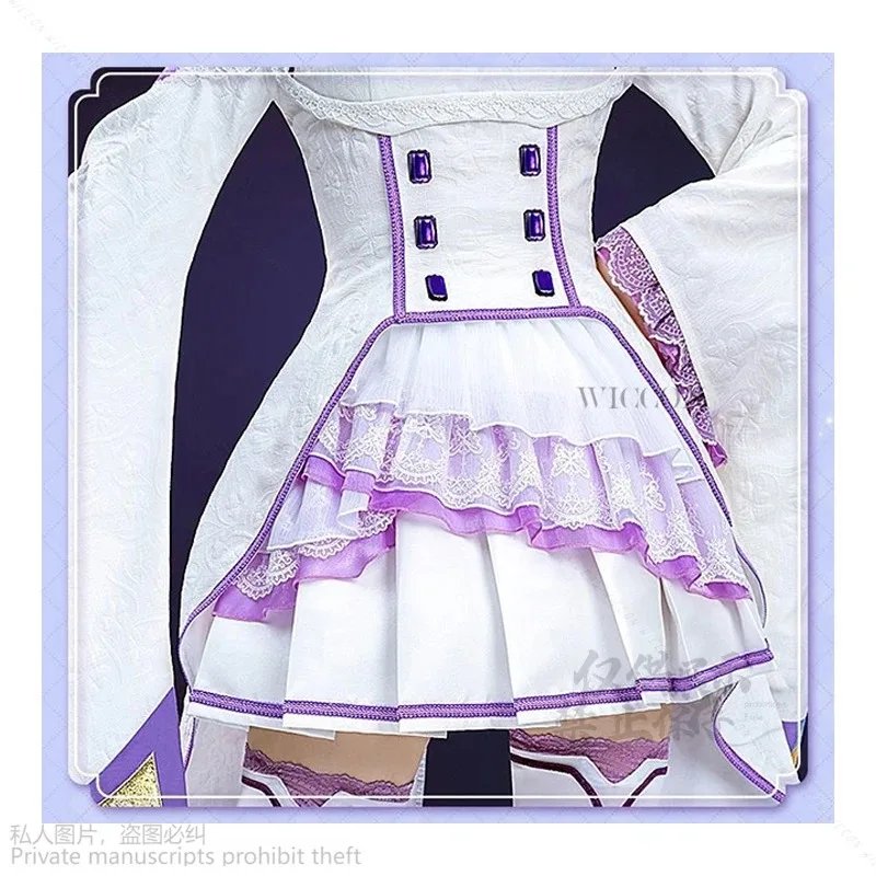 DY20Anime Re Zero Kara Hajimeru Isekai Seikatsu Emilia Cosplay Costumes Women Dress With Headdress For Halloween Party Lolita Co