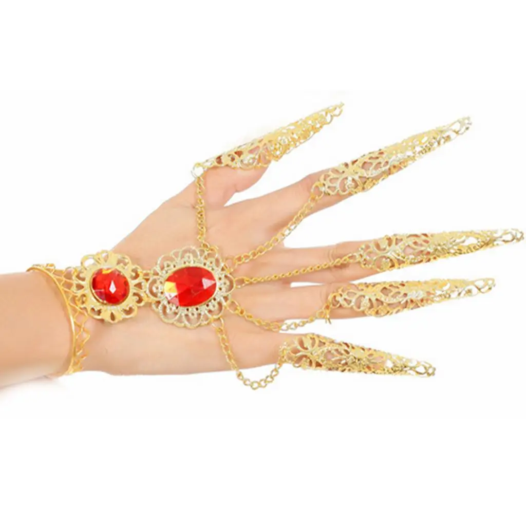 Stylish Belly Dance Gold Bracelet Finger Nails Hand Jewelry for Stage Performance