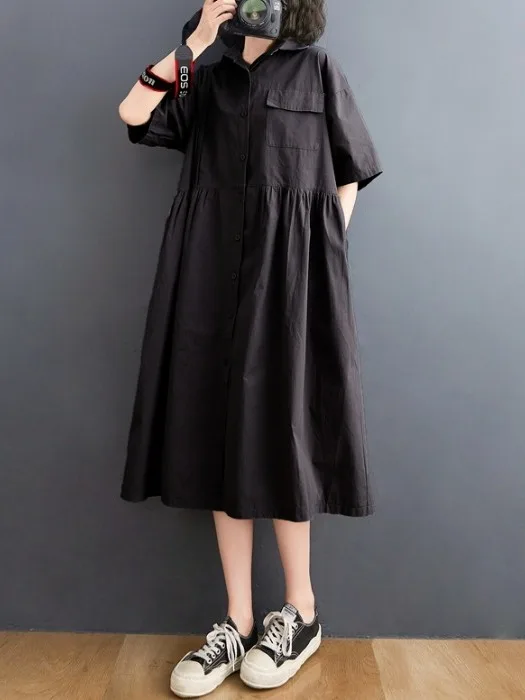 

Летнее свободное платье-рубашка средней длины для полных женщин, с художественным цветным узором, повседневное, в стиле колор-блок