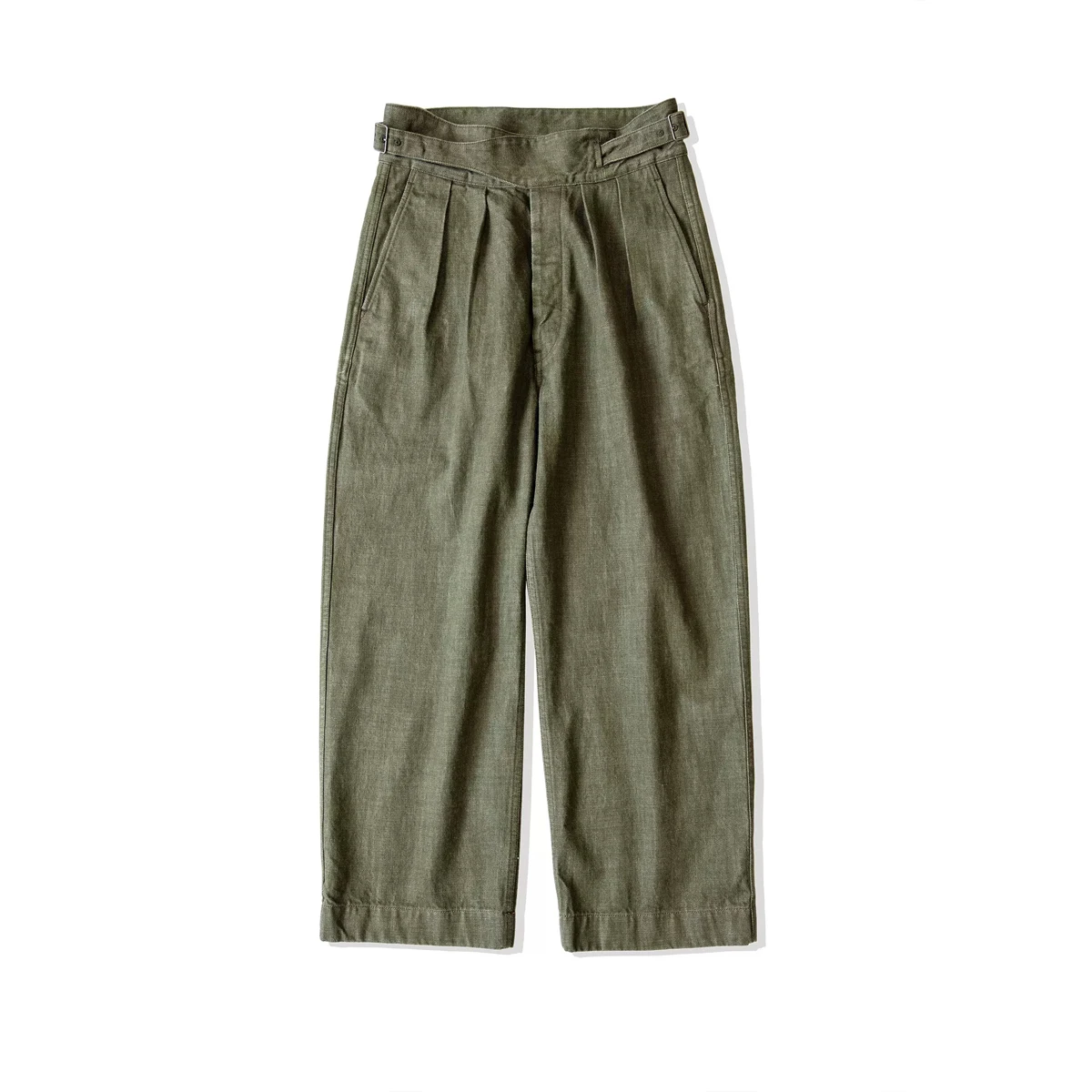 Red Tornado Selvedge Denim Gurkha Pants in Green Men\'s High Waisted Trousers Wide Leg